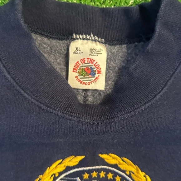 Vintage 90's Fruit of the Loom Made in USA Charcoal Crewneck Sweatshirt Blue XL